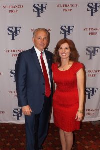 SFP Principal Patrick McLaughlin with alum Patti Ann Browne who emceed the St. Francis Prep Ring of Honor.